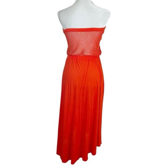 Roxy Tidal Wave Strapless Mesh Back Midi Dress in Orange Size Medium NWT - Picture 3 of 7